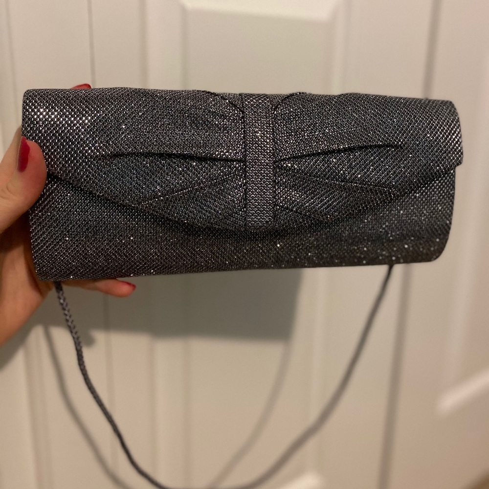 Lulu Townsend dark silver clutch purse